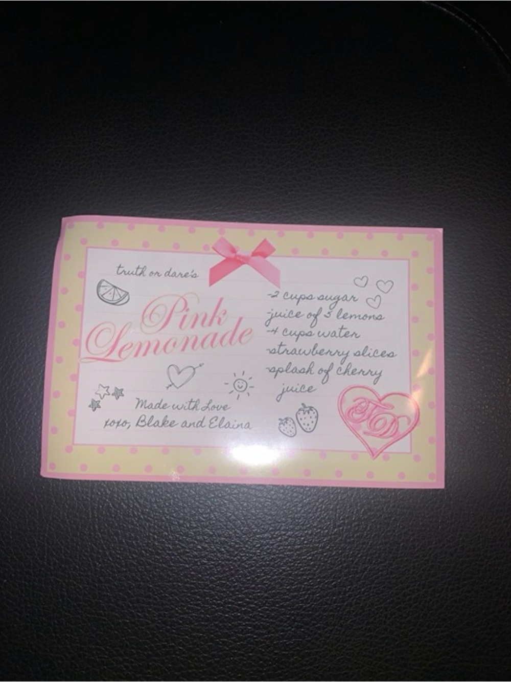 Truth Or Dare Pink Lemonade Insert